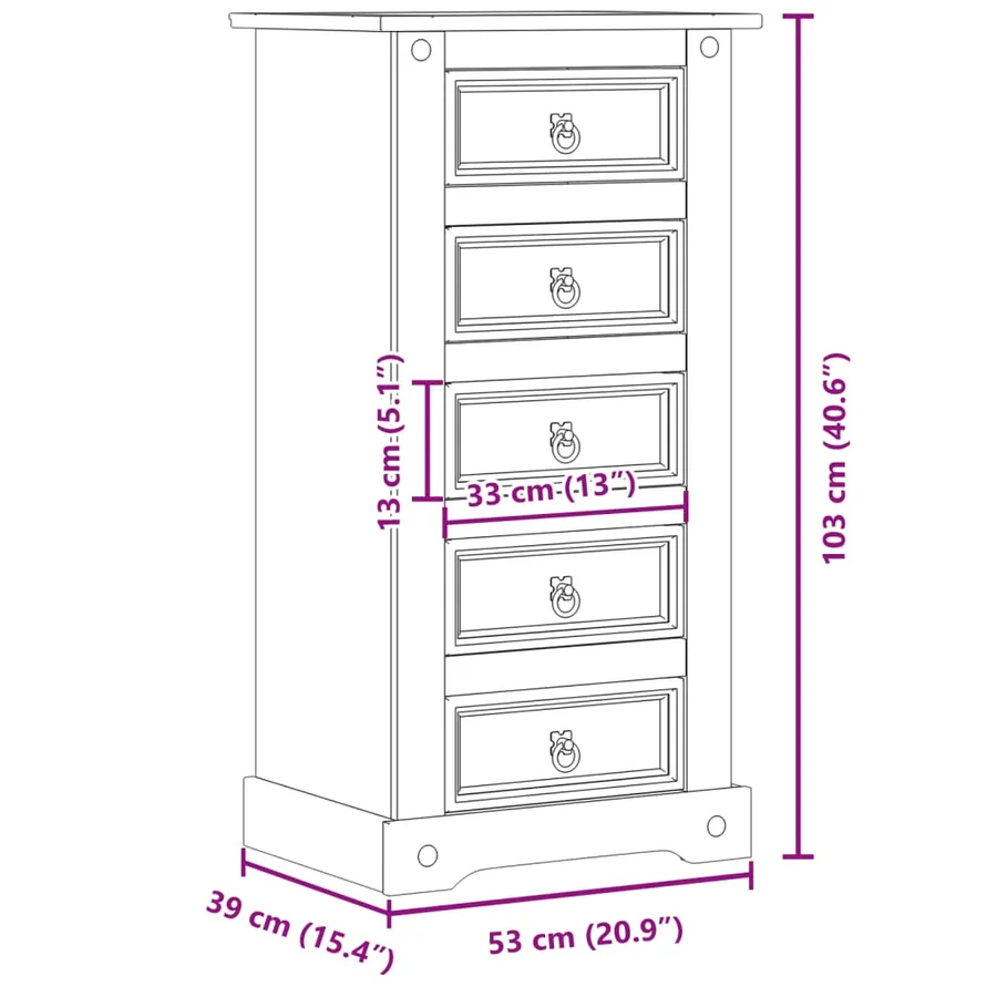 Table de chevet Corona 53x39x103 cm bois de pin massif - 7