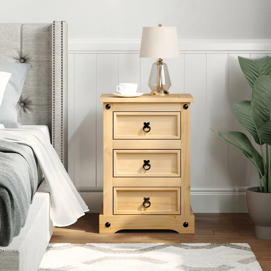Table de chevet Corona 45x35x64 cm bois de pin massif - 3