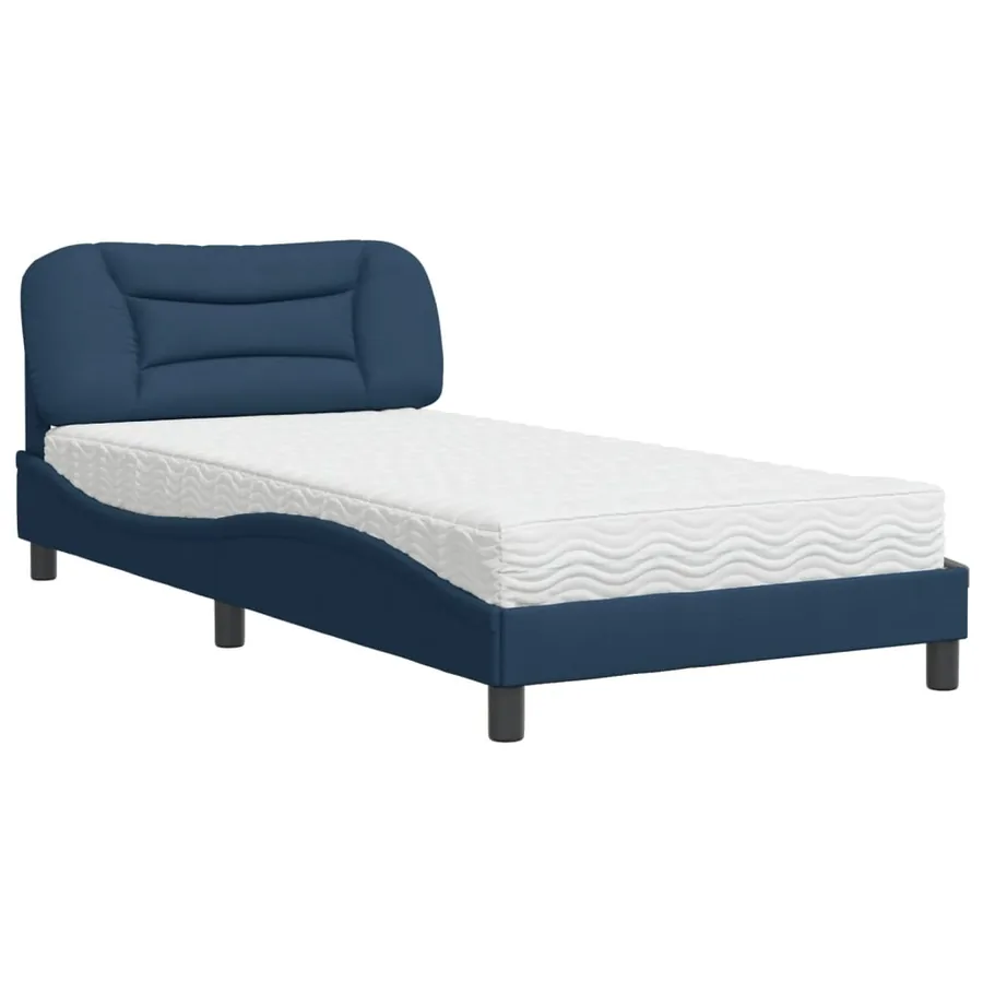 Lit avec matelas Hvar bleu 100x200 cm tissu - 2