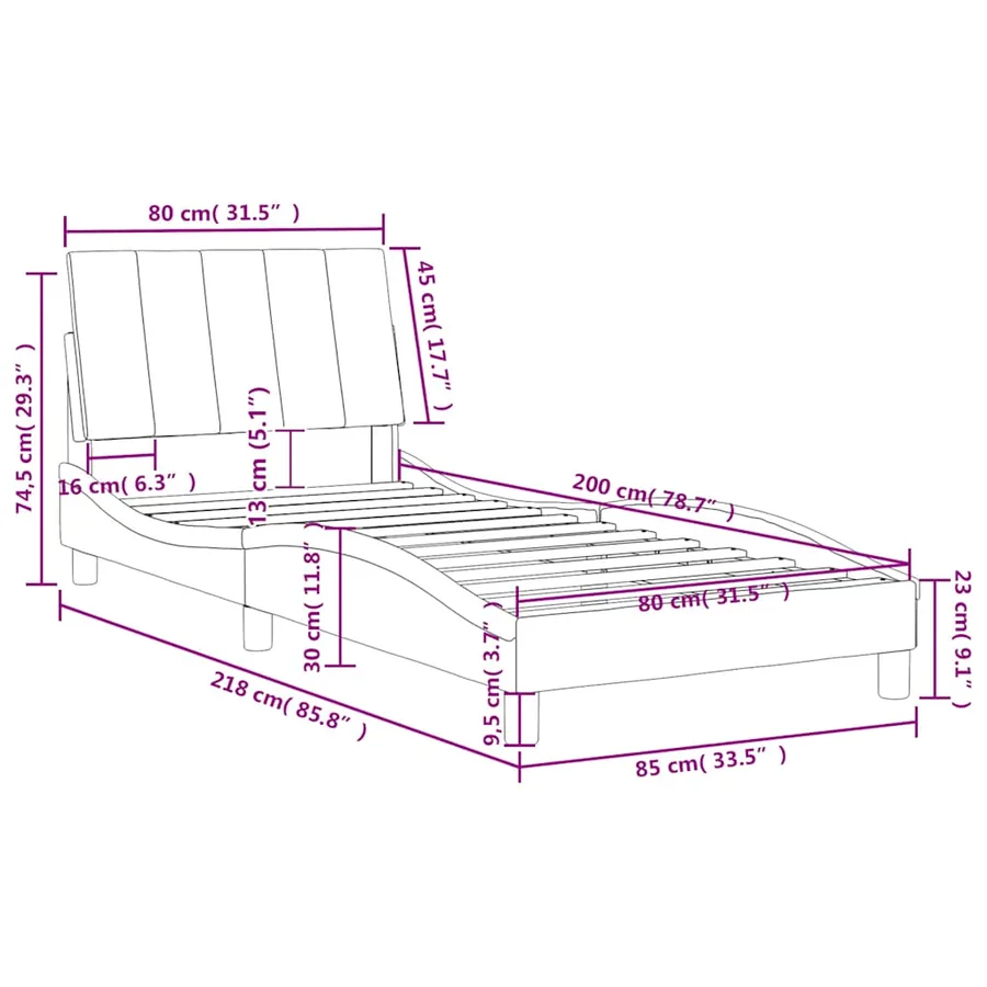 Cadre de lit sans matelas Hanko vert foncé 80x200 cm velours - 12