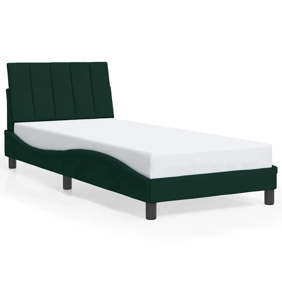 Cadre de lit sans matelas Hanko vert foncé 80x200 cm velours - 2