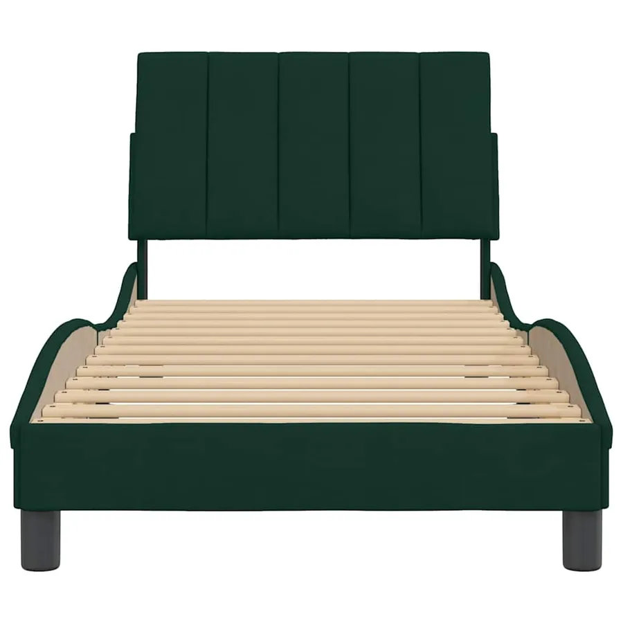 Cadre de lit sans matelas Hanko vert foncé 80x200 cm velours - 5