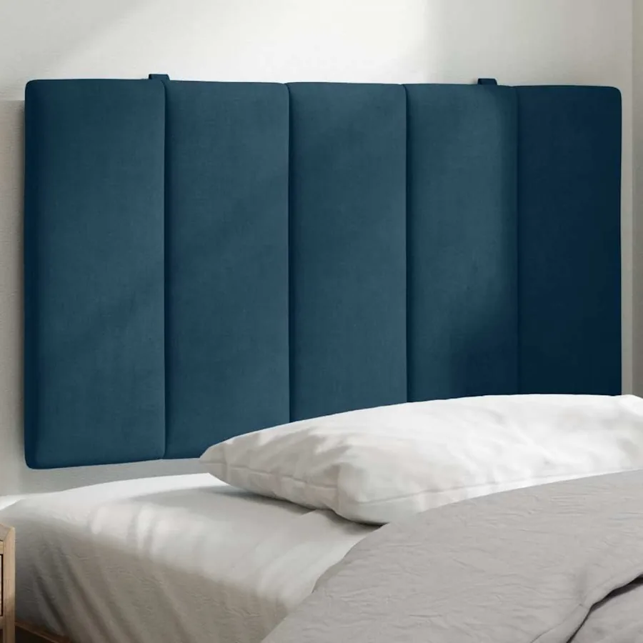 Coussin de tête de lit Hanko bleu 80 cm velours