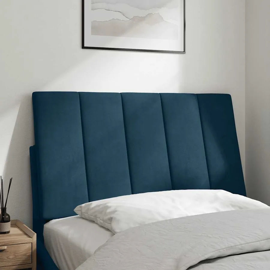 Coussin de tête de lit Hanko bleu 80 cm velours - 3