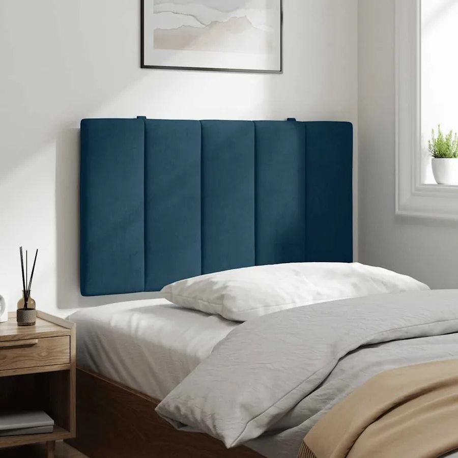 Coussin de tête de lit Hanko bleu 80 cm velours - 4
