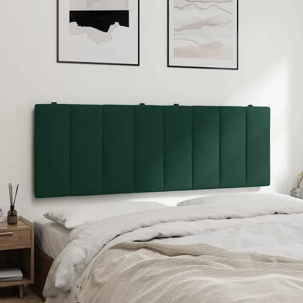 Coussin de tête de lit Hanko vert foncé 140 cm velours