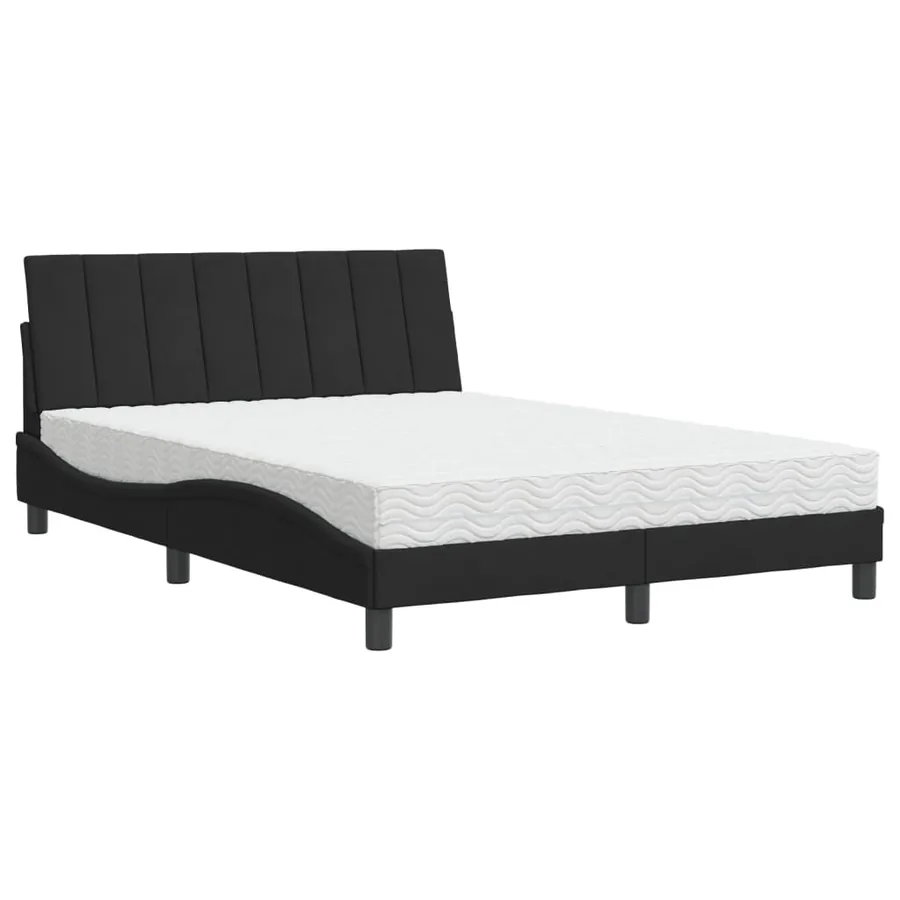Lit avec matelas Hanko noir 140x200 cm velours - 2