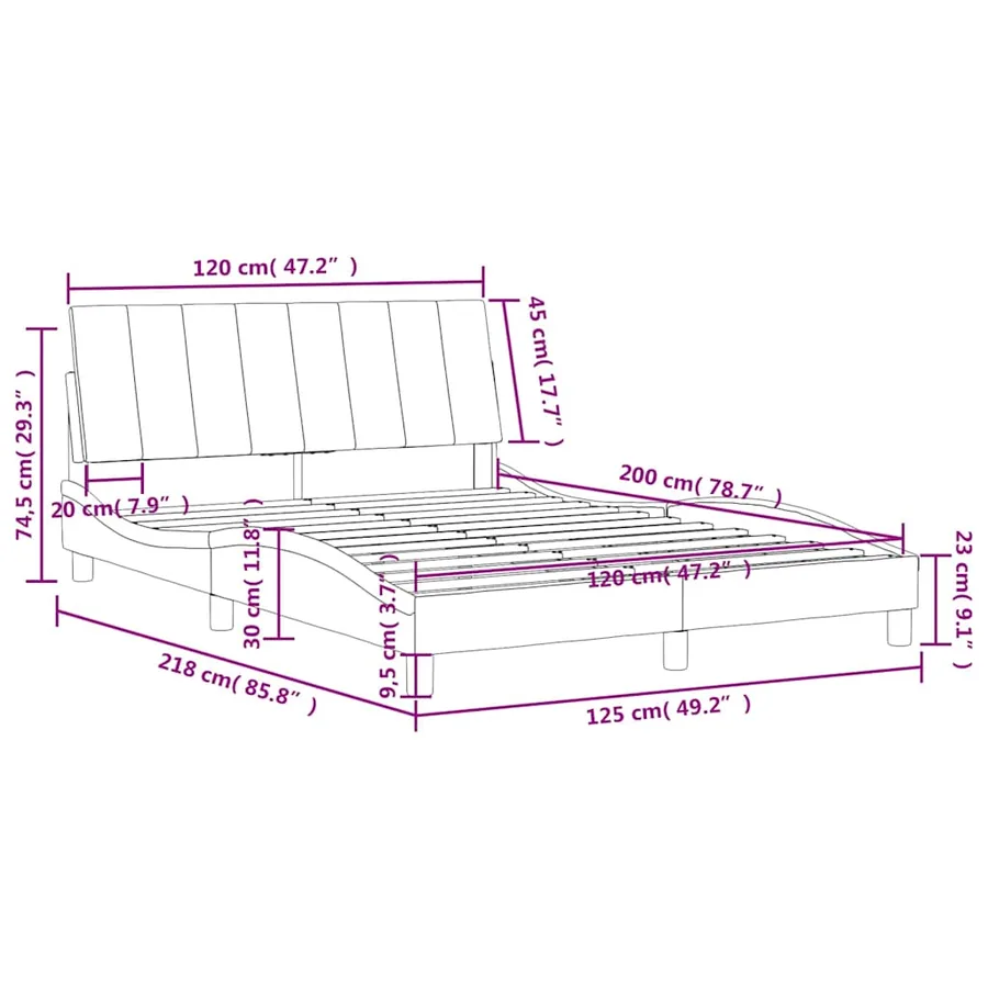 Lit avec matelas Hanko bleu 120x200 cm velours - 11