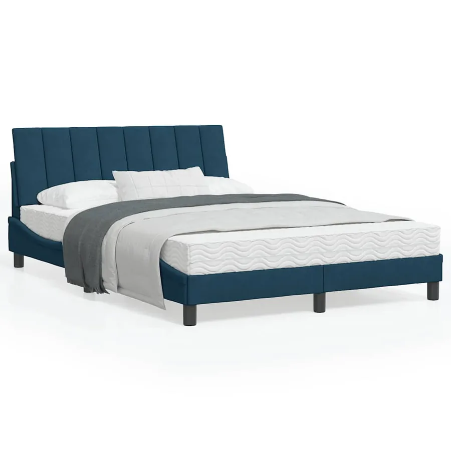 Lit avec matelas Hanko bleu 120x200 cm velours - 2