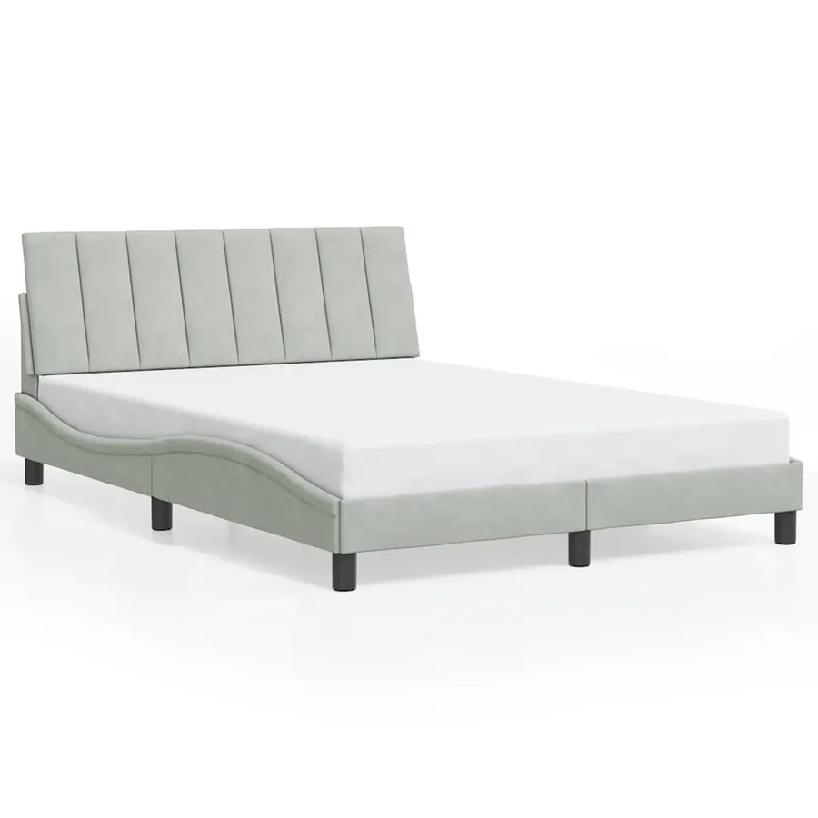 Cadre de lit sans matelas Hanko gris clair 140x200 cm velours - 2