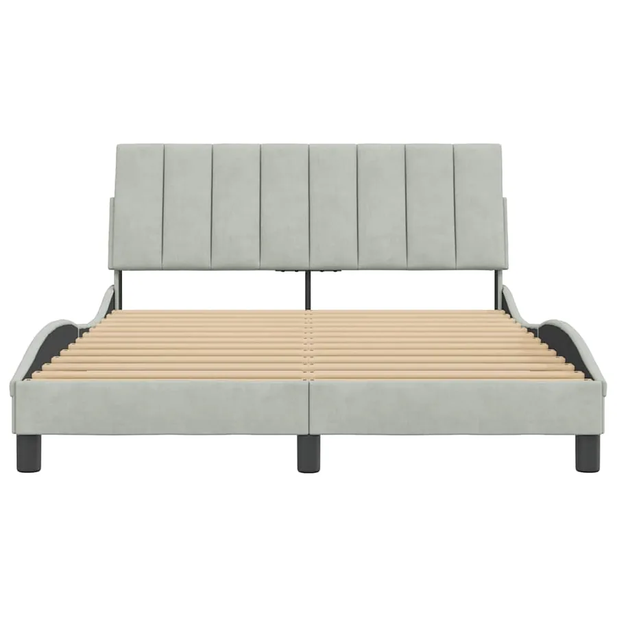 Cadre de lit sans matelas Hanko gris clair 140x200 cm velours - 5