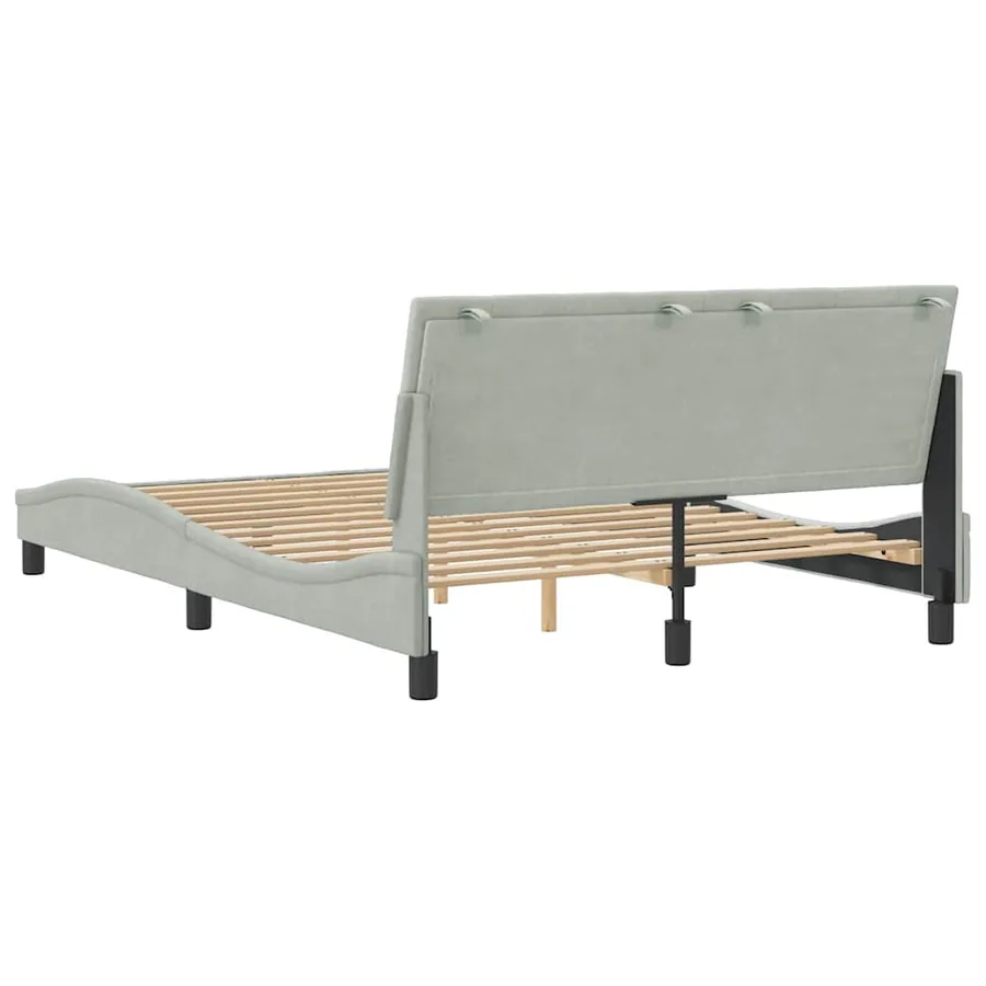 Cadre de lit sans matelas Hanko gris clair 140x200 cm velours - 7