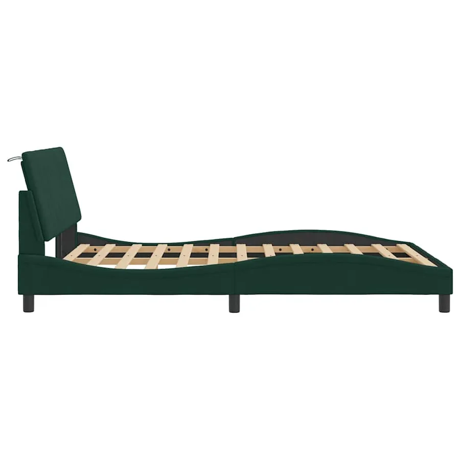 Cadre de lit sans matelas Hanko vert foncé 120x200 cm velours - 6