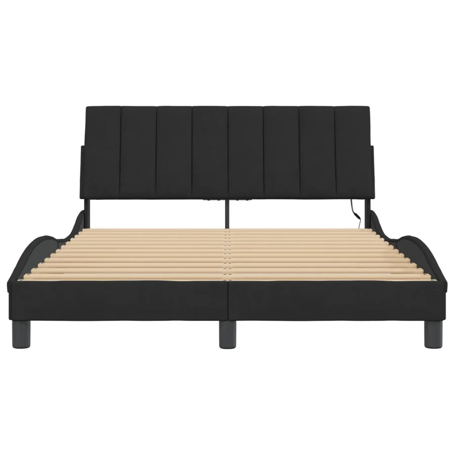 Cadre de lit avec LED sans matelas Hanko noir 140x200 cm velours - 6