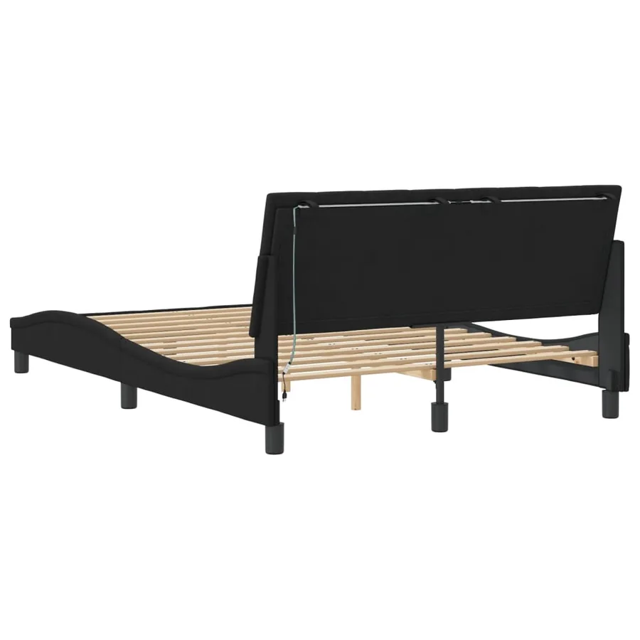 Cadre de lit avec LED sans matelas Hanko noir 140x200 cm velours - 8