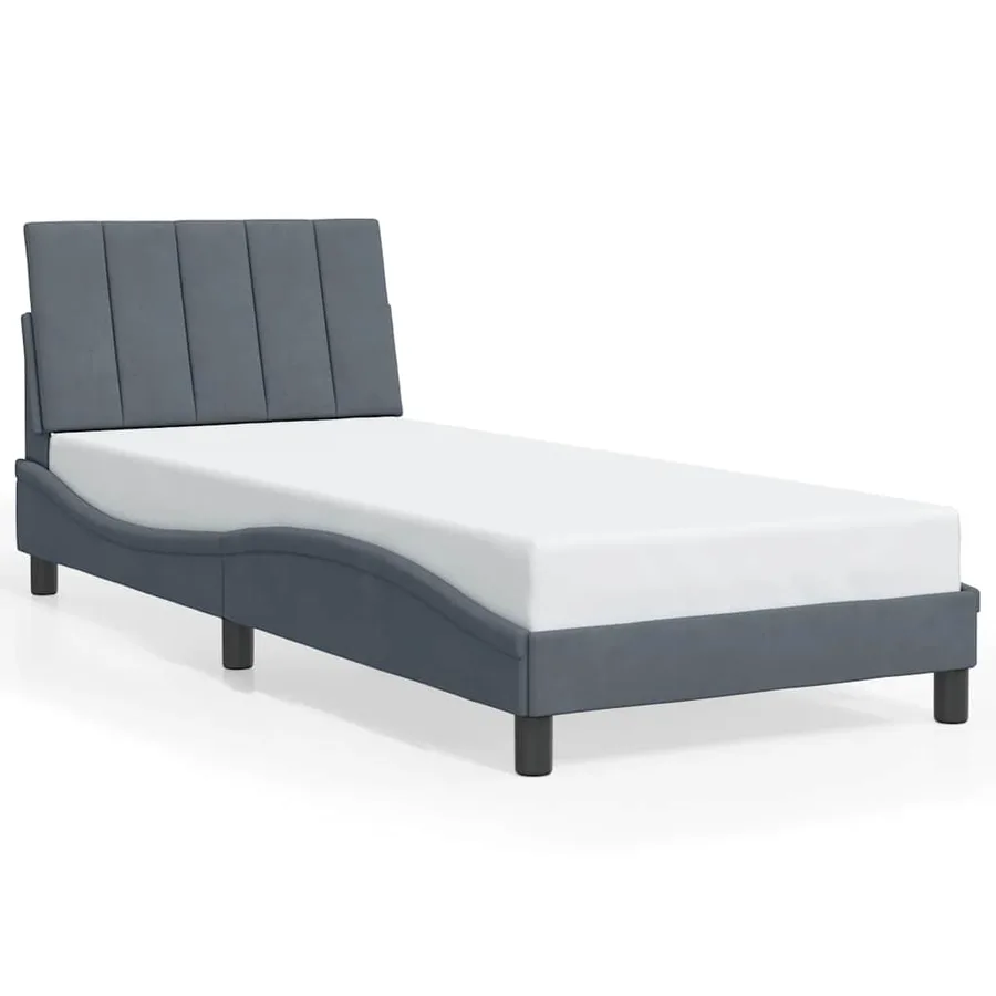 Cadre de lit sans matelas Hanko gris foncé 80x200 cm velours - 2