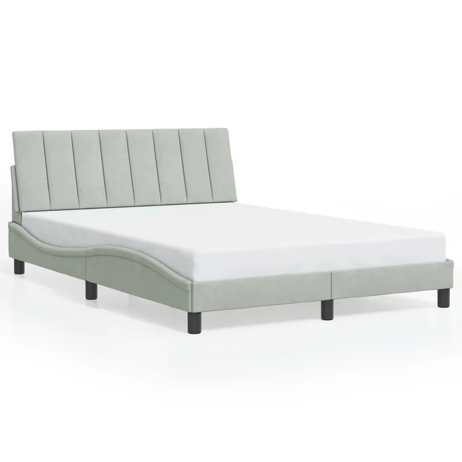 Cadre de lit avec LED sans matelas Hanko gris clair 140x200cm velours - 5