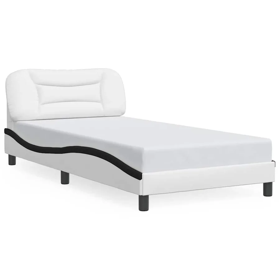 Cadre de lit sans matelas Hvar blanc et noir 100x200 cm similicuir - 2