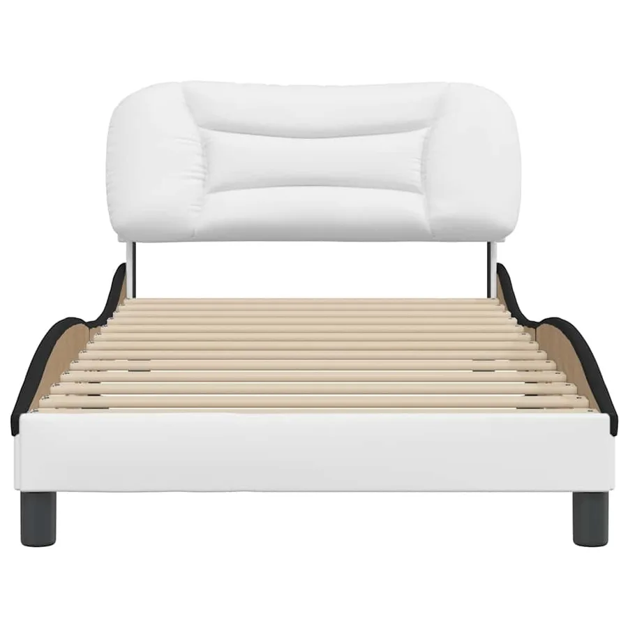 Cadre de lit sans matelas Hvar blanc et noir 100x200 cm similicuir - 4