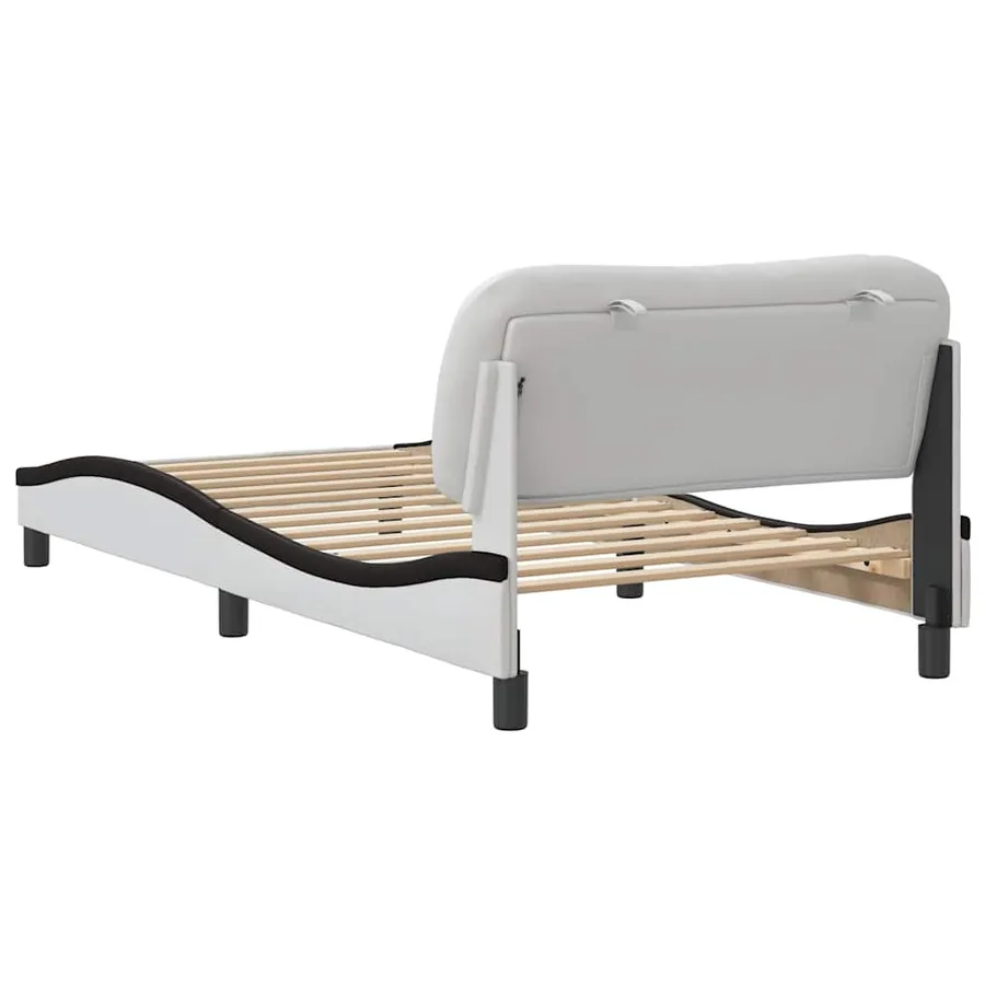 Cadre de lit sans matelas Hvar blanc et noir 100x200 cm similicuir - 6