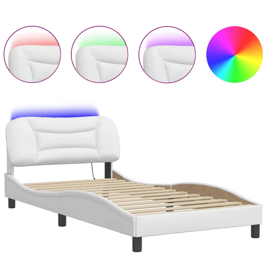 Cadre de lit avec LED sans matelas Hvar blanc 100x200 cm - 2