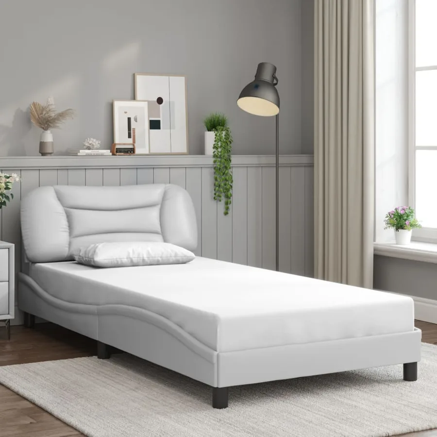 Cadre de lit avec LED sans matelas Hvar blanc 100x200 cm - 4