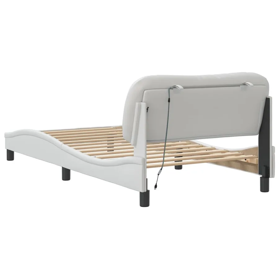 Cadre de lit avec LED sans matelas Hvar blanc 100x200 cm - 9