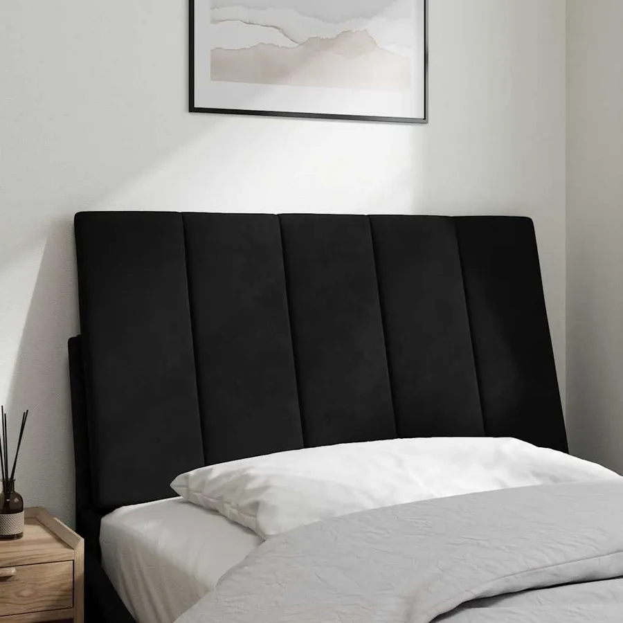 Coussin de tête de lit Hanko noir 80 cm velours - 3