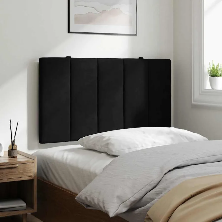 Coussin de tête de lit Hanko noir 80 cm velours - 4