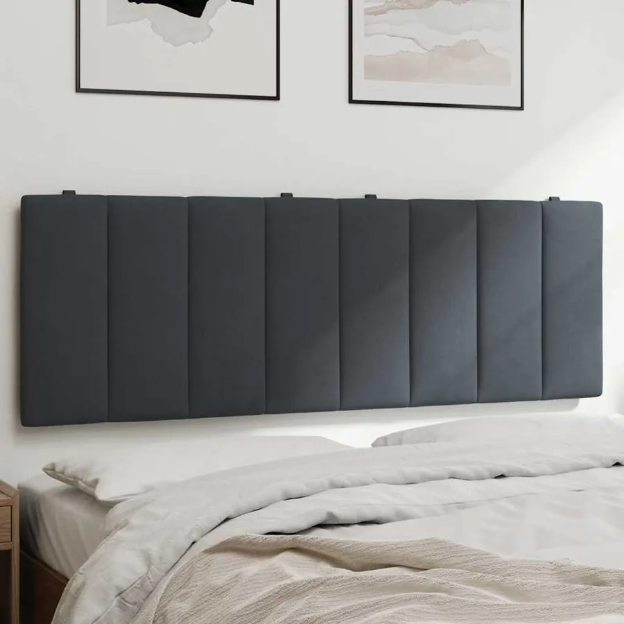 Coussin de tête de lit Hanko gris foncé 140 cm velours