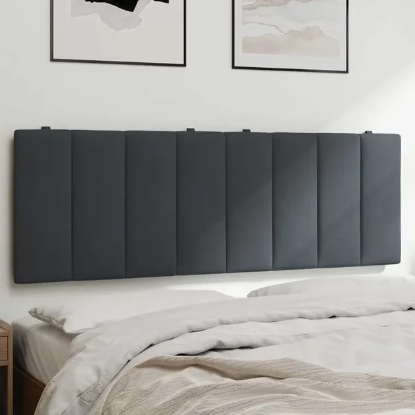 Coussin de tête de lit Hanko gris foncé 140 cm velours