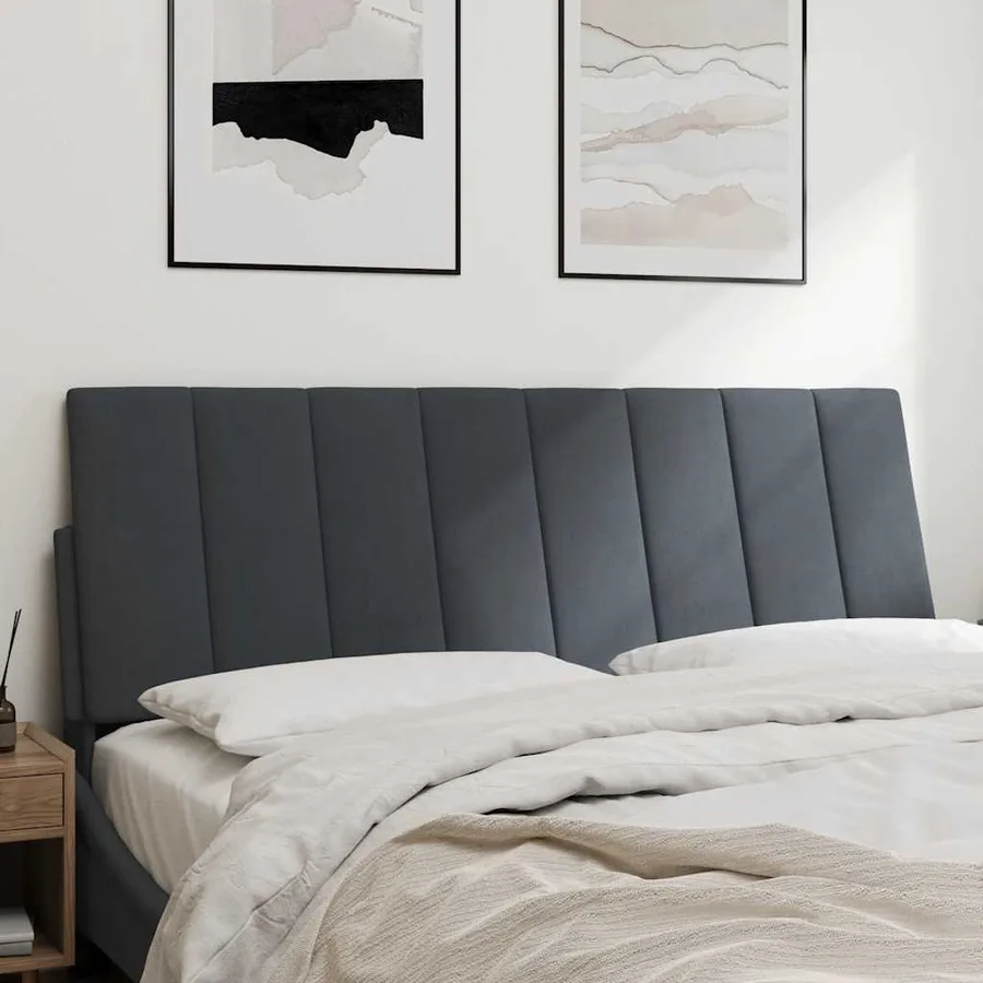 Coussin de tête de lit Hanko gris foncé 140 cm velours - 3