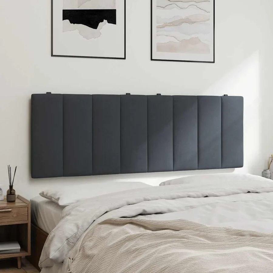 Coussin de tête de lit Hanko gris foncé 140 cm velours - 4