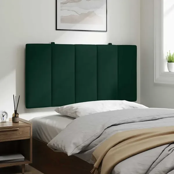 Coussin de tête de lit Hanko vert foncé 100 cm velours