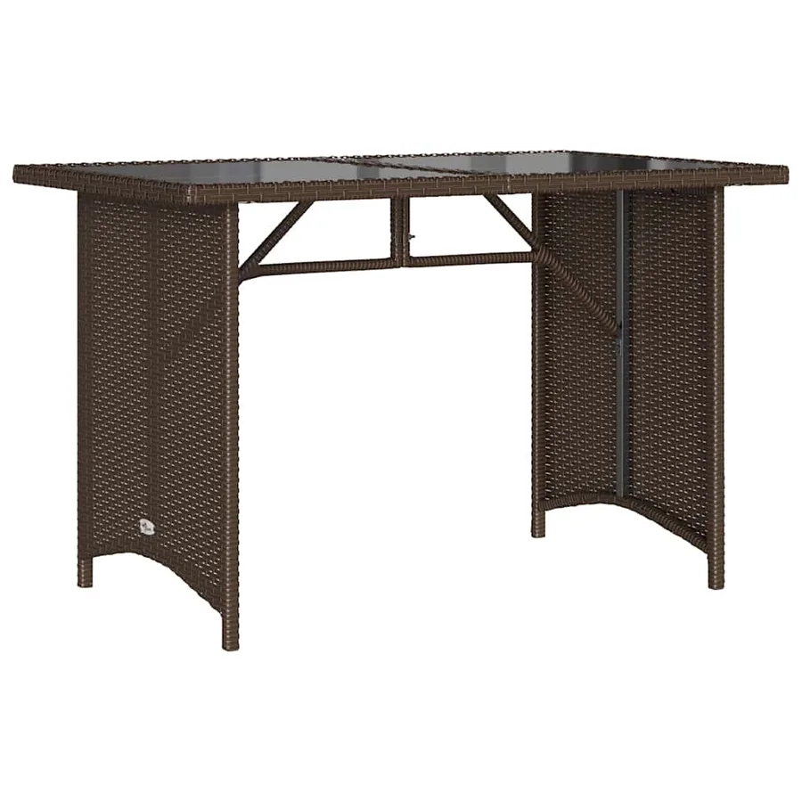Table de jardin avec dessus en verre marron 110x68x70 cm rotin - 2