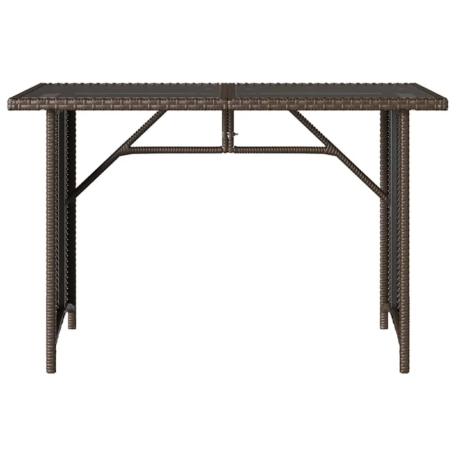 Table de jardin avec dessus en verre marron 110x68x70 cm rotin - 4