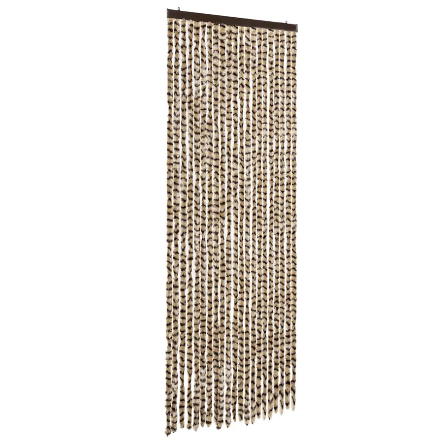 Rideau anti-mouches beige et marron 90x200 cm chenille - 2