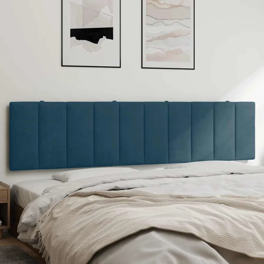 Coussin de tête de lit Hanko bleu 200 cm velours