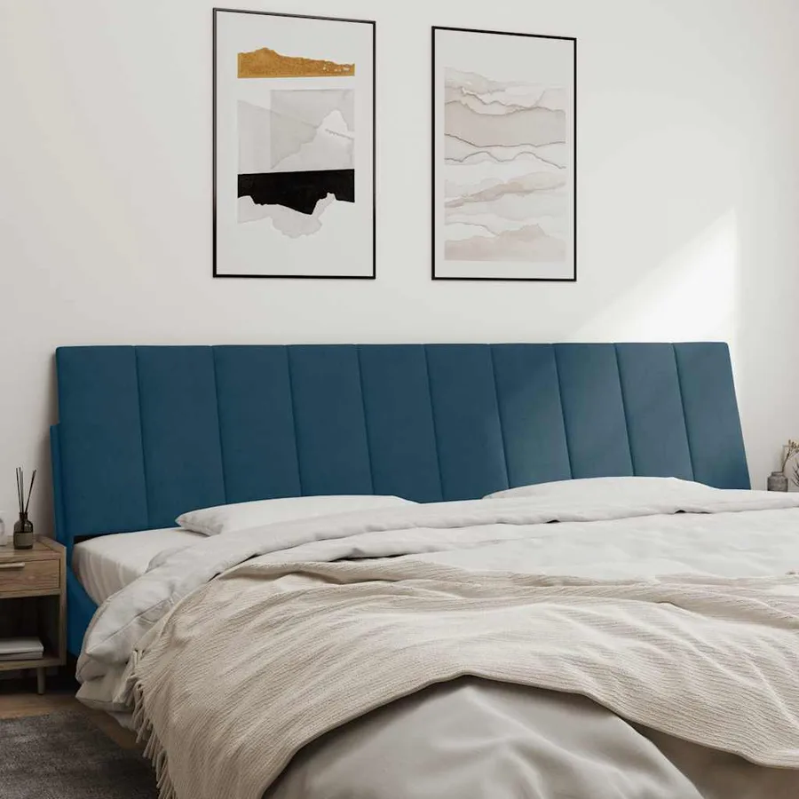 Coussin de tête de lit Hanko bleu 200 cm velours - 3