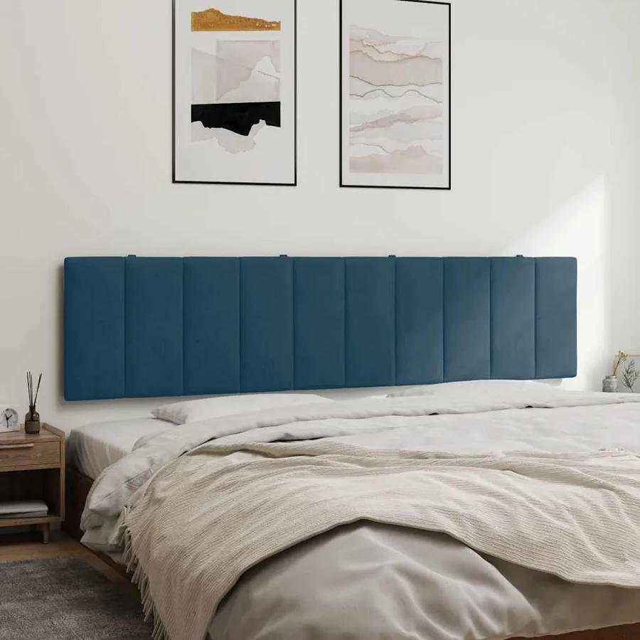 Coussin de tête de lit Hanko bleu 200 cm velours - 4