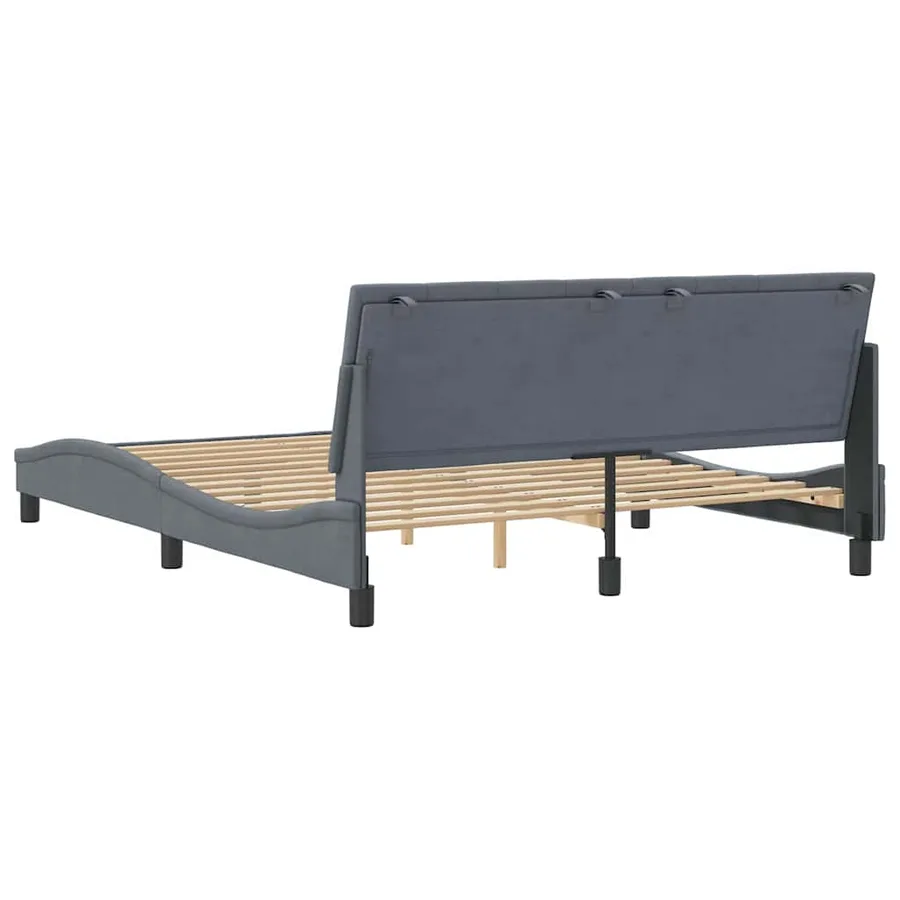 Cadre de lit sans matelas Hanko gris foncé 160x200 cm velours - 7
