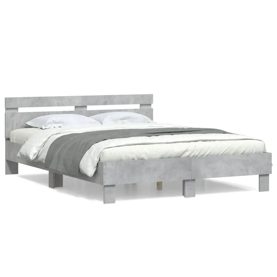 Cadre de lit sans matelas gris béton 150x200 cm - 2