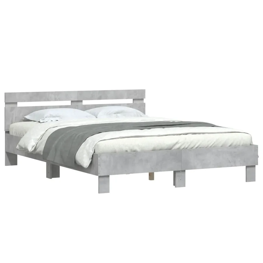 Cadre de lit sans matelas gris béton 150x200 cm - 4