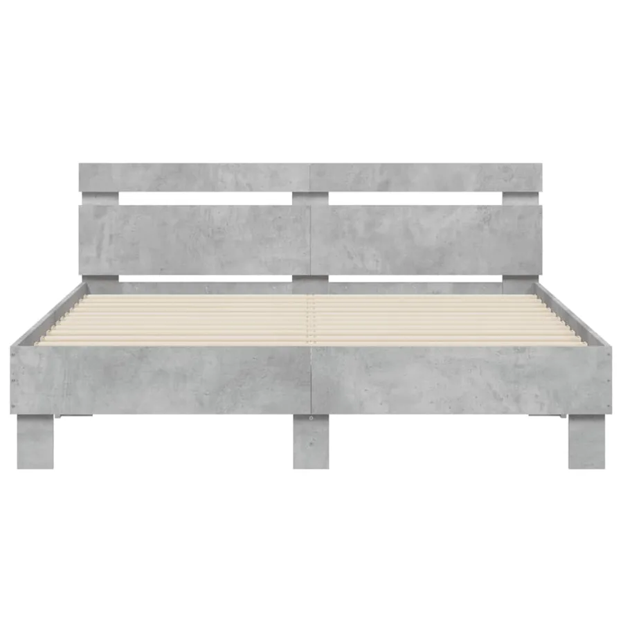 Cadre de lit sans matelas gris béton 150x200 cm - 5