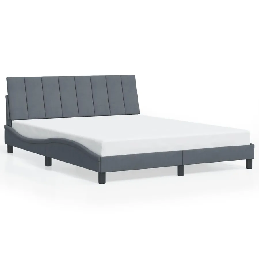 Cadre de lit avec LED sans matelas Hanko gris foncé 160x200cm velours - 5