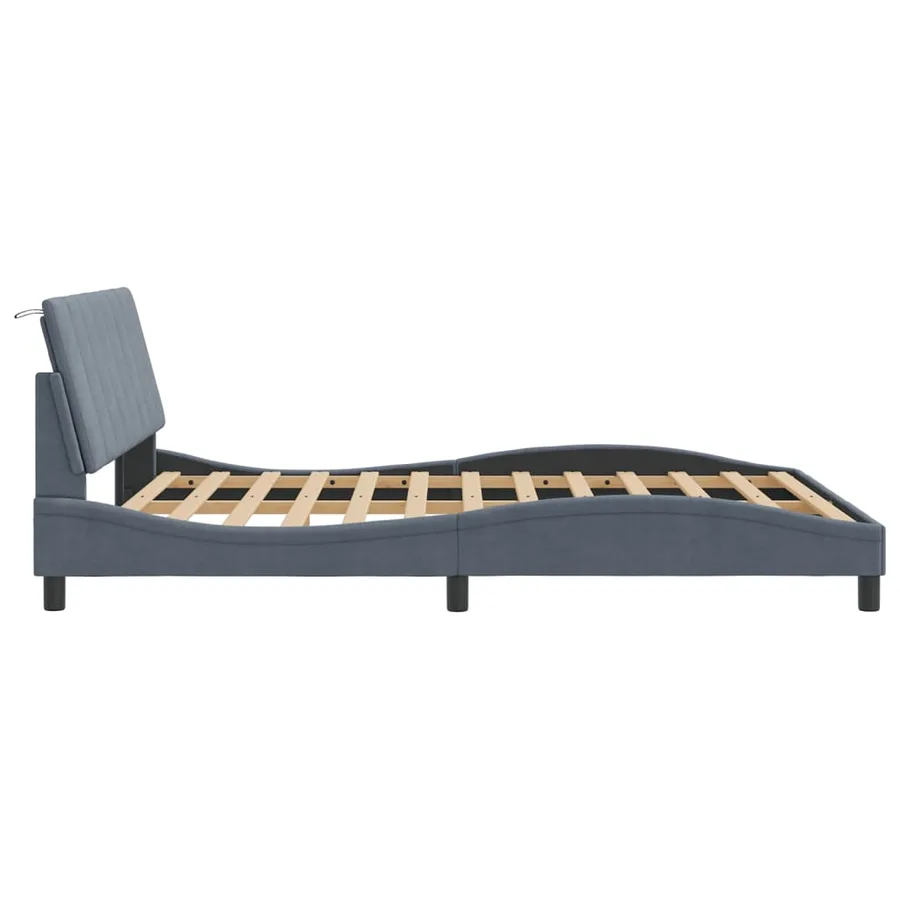 Cadre de lit avec LED sans matelas Hanko gris foncé 160x200cm velours - 7