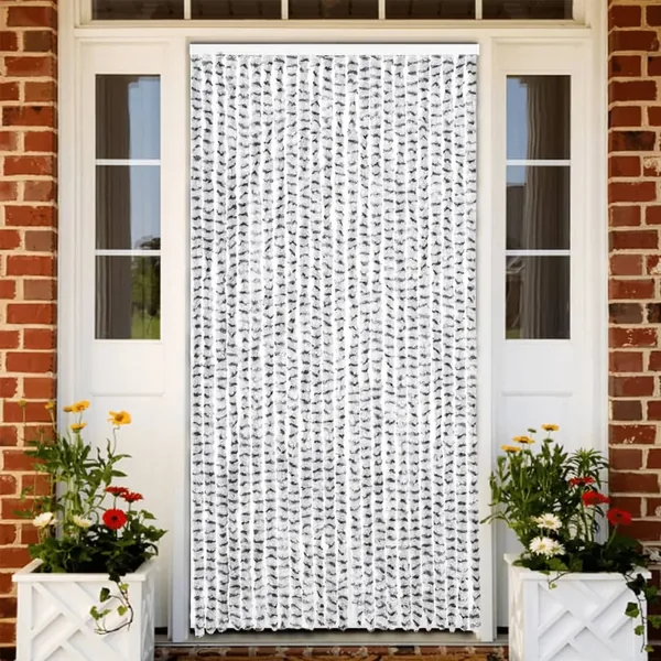 Rideau anti-mouches gris clair et gris foncé 100x200cm chenille
