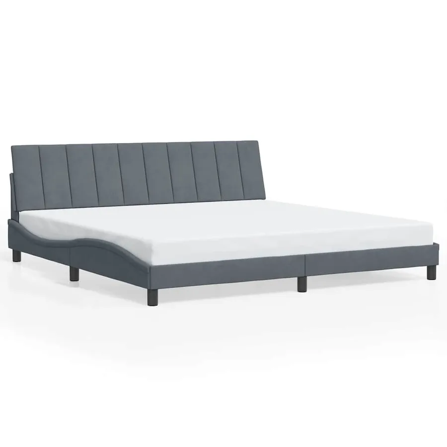 Cadre de lit sans matelas Hanko gris foncé 200x200 cm velours - 2