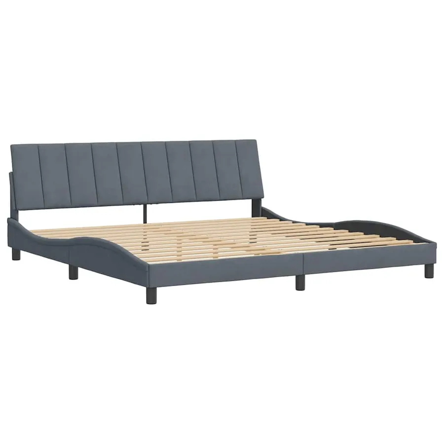 Cadre de lit sans matelas Hanko gris foncé 200x200 cm velours - 3
