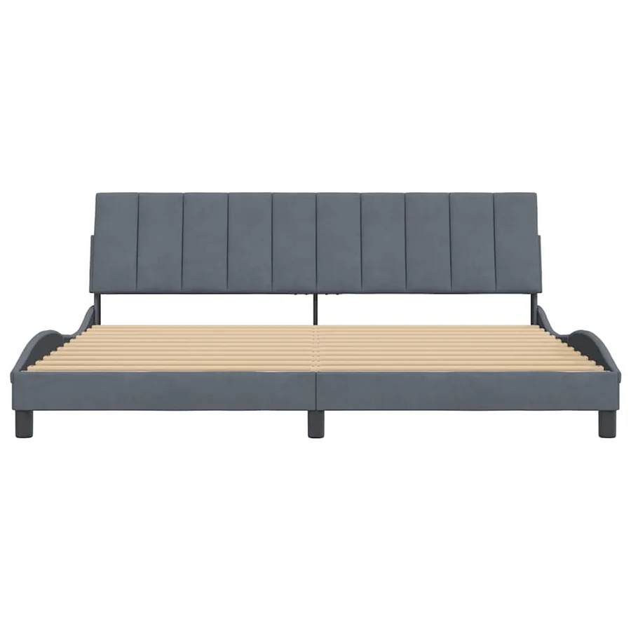 Cadre de lit sans matelas Hanko gris foncé 200x200 cm velours - 5